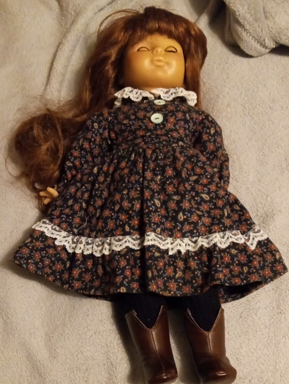 Vintage Floral Lace Dress Doll with Brown Boots - Kids Toys